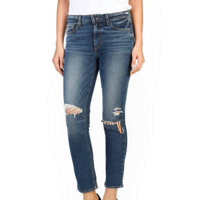 Paige NEW Blue Women 23 Distress Jacqueline High Waist Straight Jeans