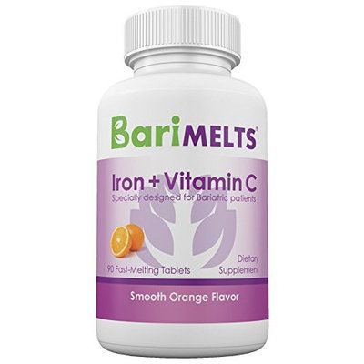 BariMelts Iron + Vitamin C, Dissolvable Bariatric Vitamins, Natural Orange Flavor, 90 Fast Melting Tablets