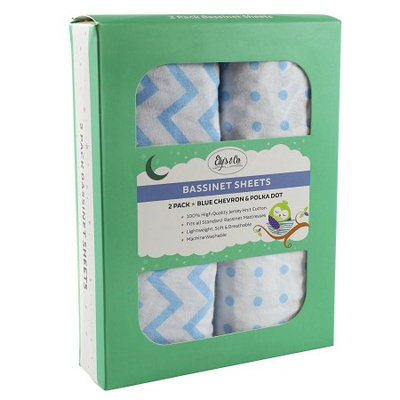 Ely's & Co Blue & White Chevron & Polka Dot Bassinet Sheet Set