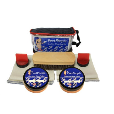 FeetPeople Premium Leather Care Kit with Travel Bag, Tan