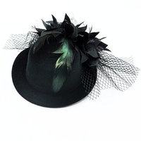 HUELE Women's Flower Hair Clip Fascinator Feather Burlesque Punk Mini Hat- Black