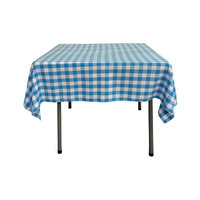 LA Linen TCcheck58x58-TurquoiseK40 Polyester Gingham Checkered Square Tablecloth, White & Turquoise - 58 x 58 in.
