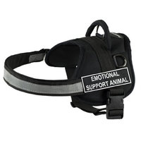 DT Works Harness, Emotional Support Animal, Black/White, Small - Fits Girth Size: 25-Inch to 34-Inch