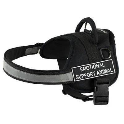 DT Works Harness, Emotional Support Animal, Black/White, Small - Fits Girth Size: 25-Inch to 34-Inch