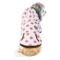 Beige Dots with Hat Ultra soft fleece Hoodie Warm Coat Dog Jacket Clothes - Medium (Gift for Pet)