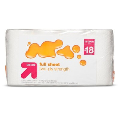 Full Sheet White Paper Towels - 12 Giant Rolls - up & upâ¢