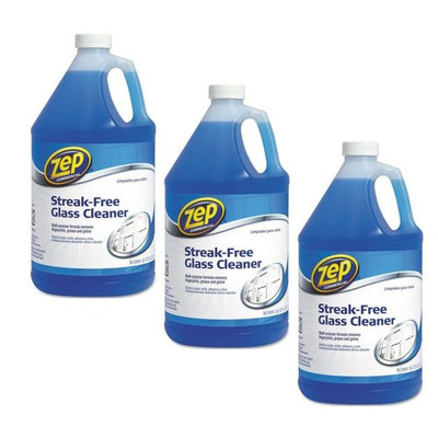 Zep Commercial 1041684 Streak-Free Glass Cleaner, Pleasant Scent, 1 gal Bottle (3 pack)
