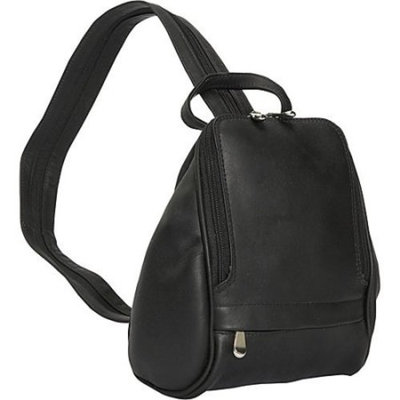 Convertible Leather Backpack or Sling Bag w Front & Side Pockets (Cafe)