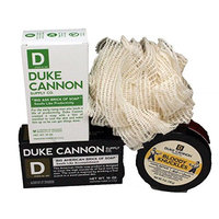 Duke Cannon For Men - 4 Pc Gift Set with 2 Duke Cannon Soaps, Bloody Knuckle Hand Cream and Natural Fiber Ramie Sponge