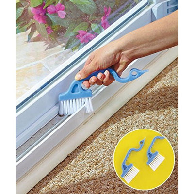 Rienar 2pcs Window Track Cleaning Brushes, Hand-held Groove Gap Cleaning Tools Door Track Kitchen Cleaning Brushes Set