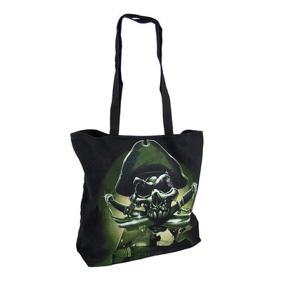 Pirate Skull and Crossed Swords Black Cotton Tote Bag