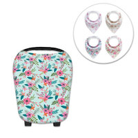 Besmall Breastfeeding Nursing Cover Scarf Baby Car Seat Canopy + 4 Drooling Bibs Unisex Snap Button Stretchy Multi-Use