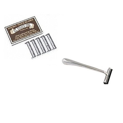 Trac II Chrome Handle + Colonel Ichabod Conk Trac II Razor Blades 10 ct. + FREE Luxury Luffa Loofah Bath Sponge On A Rope, Color May Vary