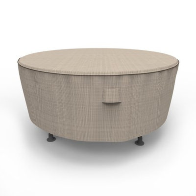 Budge 60 Dia. x 28 Drop in. English Garden Round Patio Table Cover - Tan Tweed