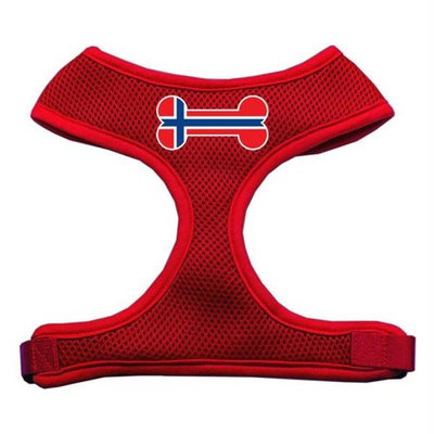 Mirage Pet Products Bone Flag Norway Screen Print Soft Mesh Dog Harnesses, Medium, Red