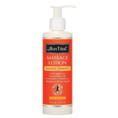 Bon Vital' Muscle Therapy Massage Lotion Made with Dwarf Pine Oil and Essential Oils for a Relaxing Massage and Sore Muscle Relief, Aids in Muscle Recovery Through IASTM and Graston, 8 Oz Pump Bottle