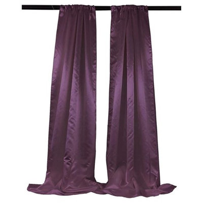 LA Linen BDbridal58x96-2Pk-EggplantB42 Bridal Satin Backdrop Eggplant - 58 x 96 in. - Pack of 2