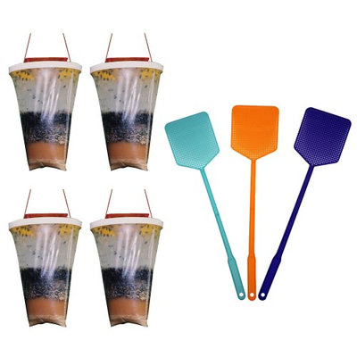 Non Toxic Fly Trap 4 pack Free Fly Swatter
