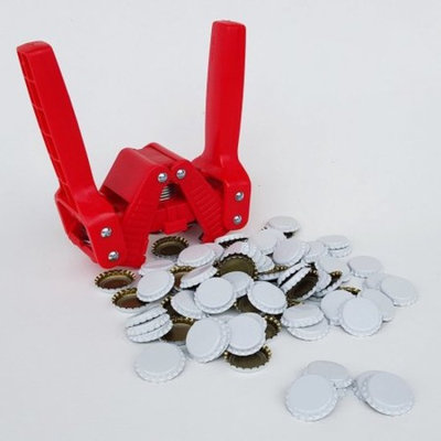 Red Baron Bottle Capper with White Crown Oxygen Barrier Beer Bottle Caps (144...