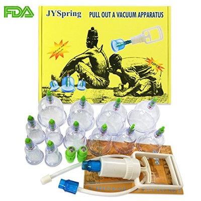 JYSpring Cupping Therapy Set Cupping Set with Vacuum Pump Magnets Biomagnetic Cupping Therapy Cup Acupuncture Cupping Therapy Equipment with 12 Cups Set TCM Massage Cupping Therapy Set