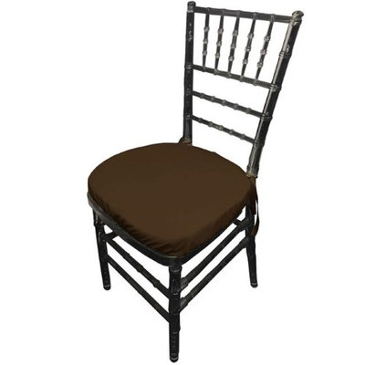 LA Linen PopChiavaryPadCover-Pk4-BrownP22 Polyester Poplin Chiavary Chair Cushion Cover Brown - Pack of 4