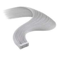 9A Tape in Remy Human Hair Extensions Straight Double Drawn Tape in Hair 20inch 50g 20Pcs (Light Grey#)