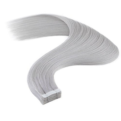 9A Tape in Remy Human Hair Extensions Straight Double Drawn Tape in Hair 20inch 50g 20Pcs (Light Grey#)