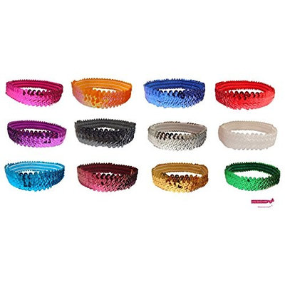 Sequin Headband Pack 12 Glitter Headbands ALL COLORS by Kenz Laurenz - Elastic Stretch Sparkly Fashion Headband for Teens Girls Women Softball Pack Volleyball Basketball Soccer Sports Basketball Teams Set Hair Accessories Store