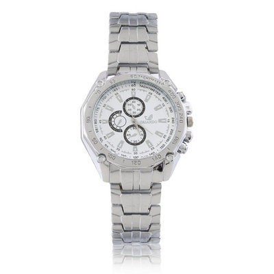 Luxury Fashion Mens Stainless Steel Quartz Analog Hand Sport Wrist Watch in white~~