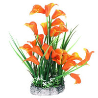 Fish Tank Morning Glory Accent Water Plant Grass Decor Orange Green 24cm High