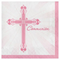 36ct Religious Blessings Pink Communion Napkins