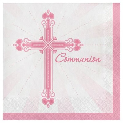 36ct Religious Blessings Pink Communion Napkins