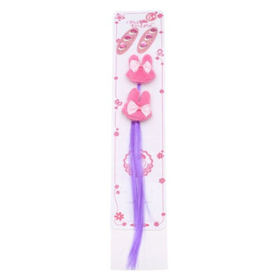 Pink Eyelash Girls Pink Heart Jeweled Animal Face Bow 4 Piece Hair Clippie Set