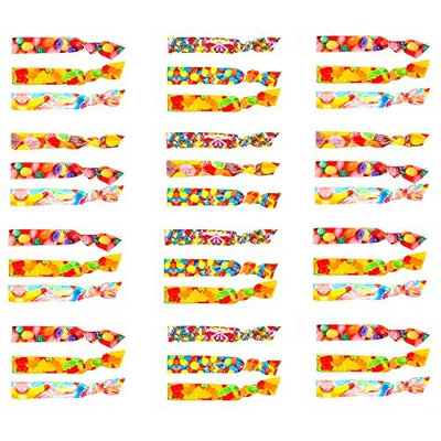 No Crease Hair Ties for Little Girls – Cute Candy Printed Ponytail Holders (36 Pack) | Colorful Hair Bands Ribbons Accessories for Kids - Elastic Stretchy | Great Party Favors Birthday Gift Idea