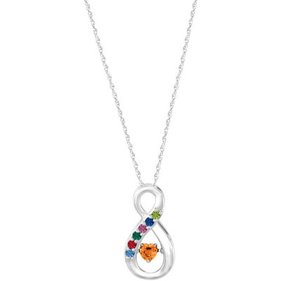 Keepsake Personalized Family Jewelry Women's Jumping Gemstone Infinite Love Pendant available in Sterling Silver