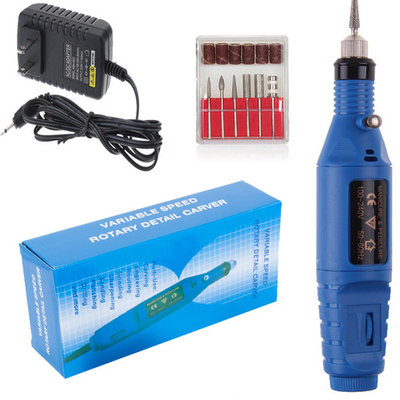 iMeshbean Blue Electric Manicure pedicure machine Nail Art File Drill Pen 6 Bits