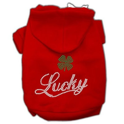 Mirage Pet Products Lucky Rhinestone Hoodies, Red, XX-Large/Size 18