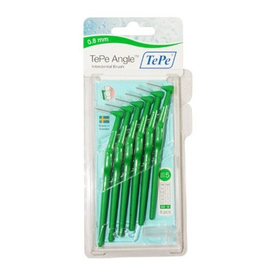 TePe Angle Interdental Brush - 0.8mm Green (6 brushes per pack)