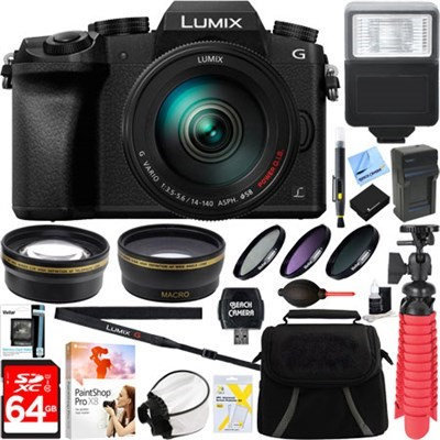 Panasonic LUMIX G7 Interchangeable Lens 4K HD DSLM Camera w/ 14-140mm Lens + 64GB Bundle
