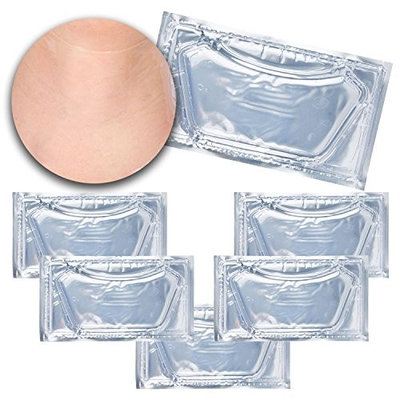 Set Kit of 5pcs Transparent Collagen Gel Crystal Masks Necks Patches Chest and Decollete Clear Sheets for Skin Firming, Toning, Wrinkles Removal, Whitening Discoloration Removing and Hydration
