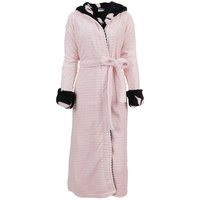 Hooded Robe Womens Winter Luxurious Soft Plush Fleece Kimono Bathrobe,Pink