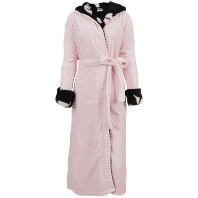 Hooded Robe Womens Winter Luxurious Soft Plush Fleece Kimono Bathrobe,Pink
