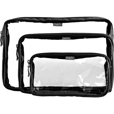 baggallini CTB662 Clear Trio Baggs - Black/Sand Cosmetic Travel Bags