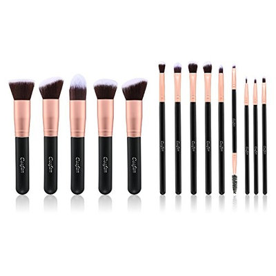 Makeup Brushes Powder Foundation Concealer Eyeliner Makeup Brush Set Cosmetics Tool (14 PCS Rose Gold) (14 PCS Rose Gold with Sponge and Cleaner)