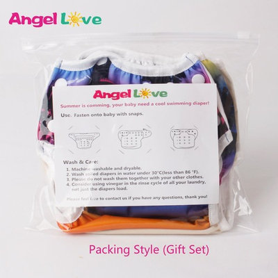Swim Diapers, Pack of 3 Angel Love Baby Reusable Washable And Adjustable One Size Cloth Swimming Diaper for Eco-Friendly Baby Shower Gifts & Swimming Lessons