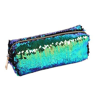 DIY Reversible Mermaid Sequin Makeup Pouch Cosmetics Bag Key Coin Purse Stationery Pencil Case Green&Black