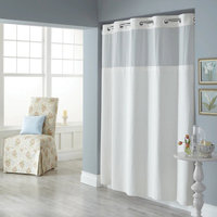 Dobby Pique Mystery Hookless White Fabric Shower Curtain