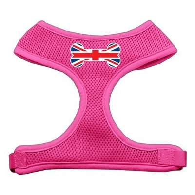 Mirage Pet Products Bone Flag UK Screen Print Soft Mesh Dog Harnesses, Medium, Pink