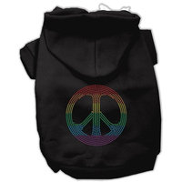 Mirage Pet Products Rhinestone Rainbow Peace Sign Hoodies, Size 10, Black