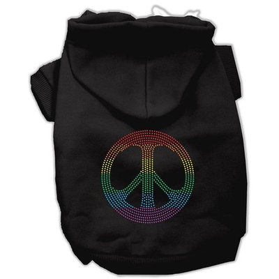 Mirage Pet Products Rhinestone Rainbow Peace Sign Hoodies, Size 10, Black